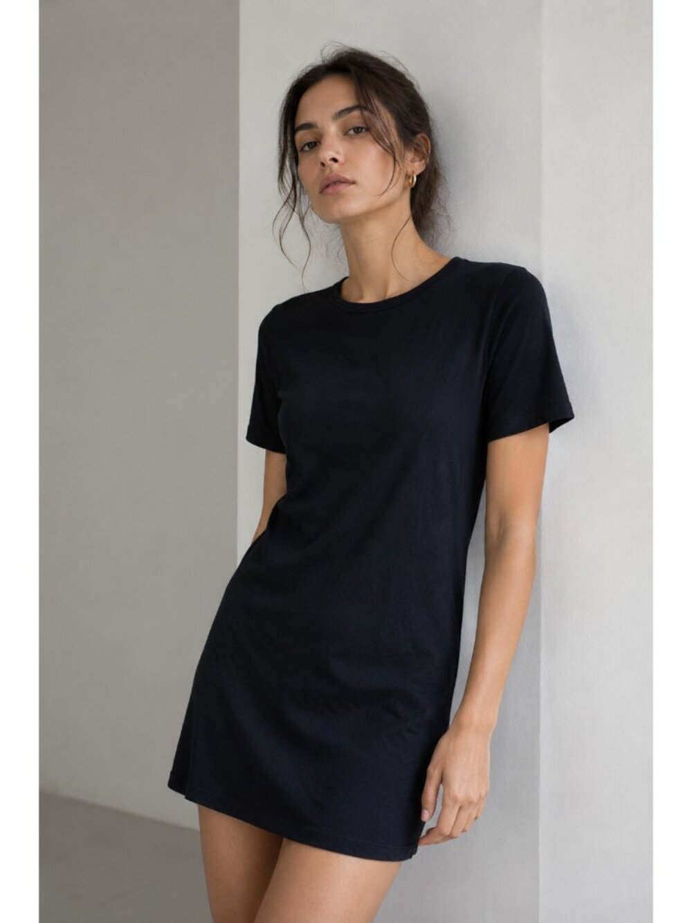 Wilfred Free Aritzia Black Ribbed Mini T-Shirt Dress Short Sleeve M